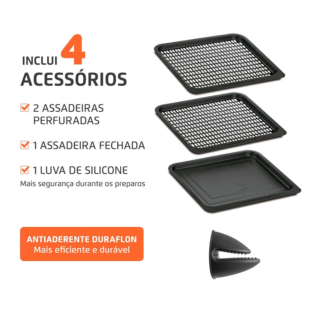 Assadeiras antiaderentes Duraflon fáceis de limpar